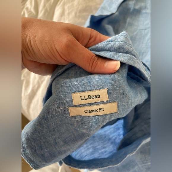 L.L. Bean chambray blue 100% linen pants elastic tie waist | 18 - Picture 10 of 13